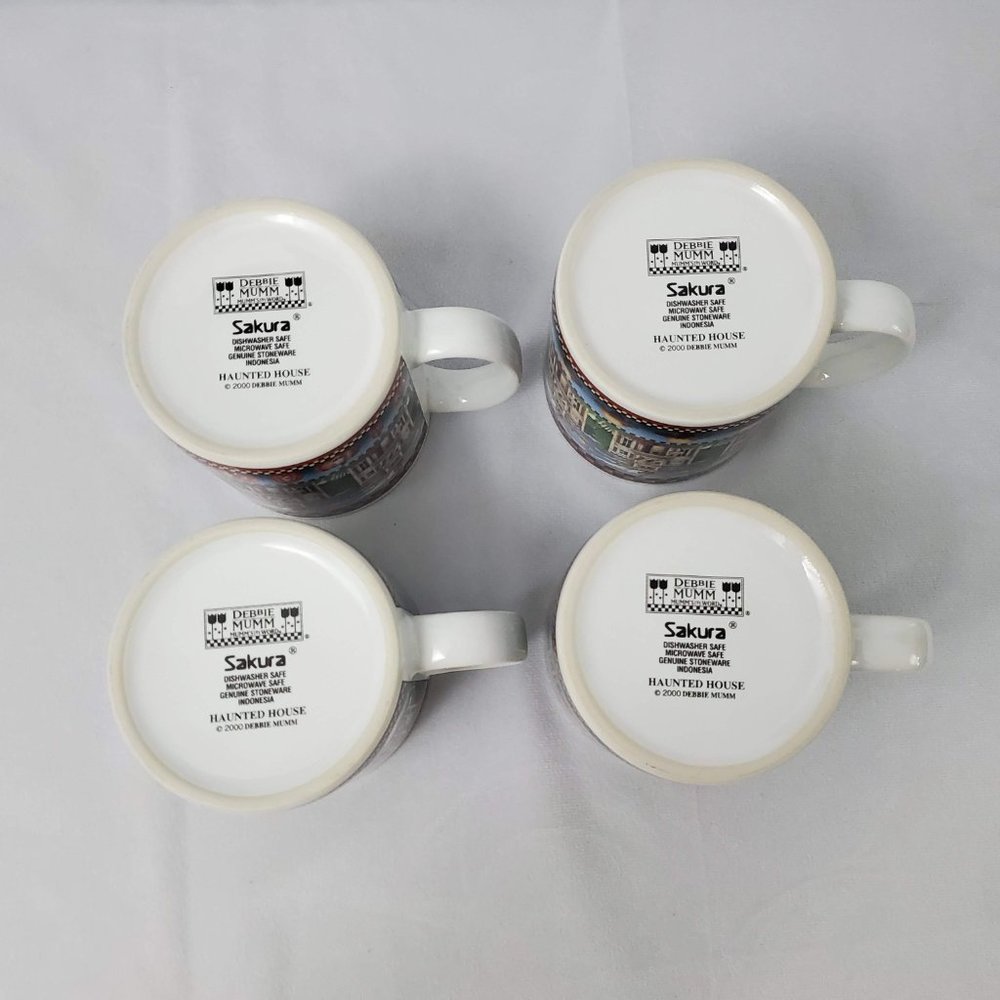 Vintage Sakura Debbie Mumm Haunted House Mugs Set of 4 2000 - Picture 7 of 9